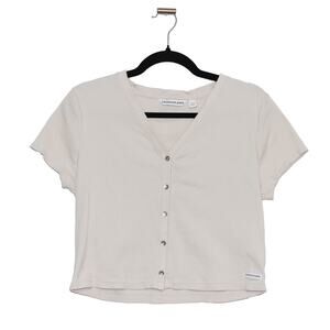 Calvin Klein Jeans Cream Cotton Crop Top Size XL